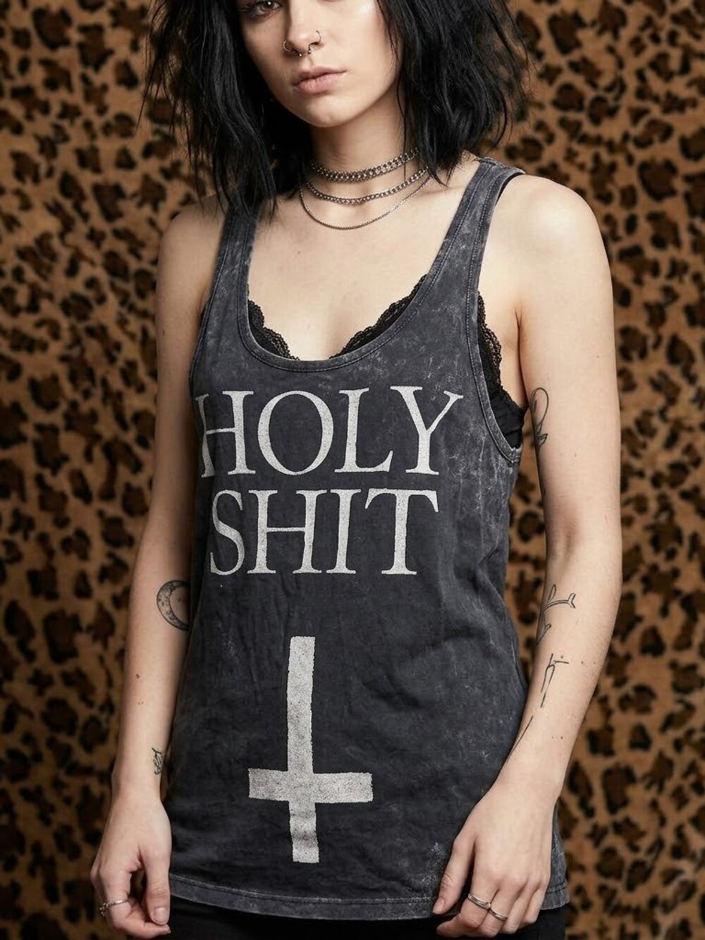 Disturbia Women's Black and Grey Tank